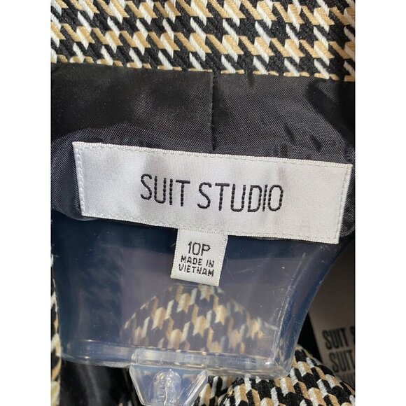 Suit Studio 2 PC Suit Houndstooth Blazer with Black Pants Women’s Size 10P NWT - Picture 6 of 15